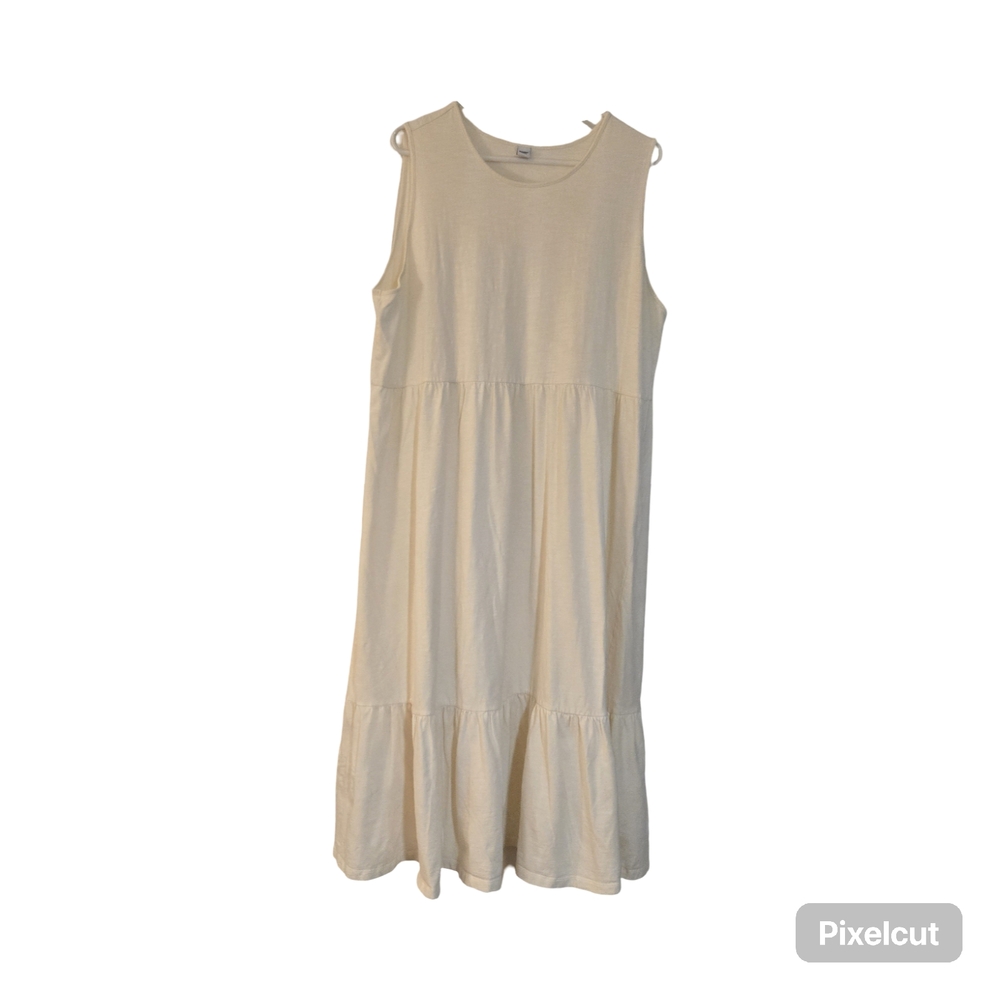 Old Navy Sleeveless Fit & Flare Tiered Slub-Knit Dress Creme De La Crem XXL - Picture 2 of 5